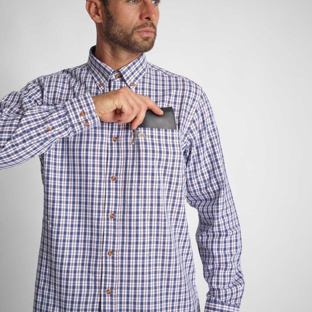 VERNEY CARON CHECKED SHIRT BLUE BROWN